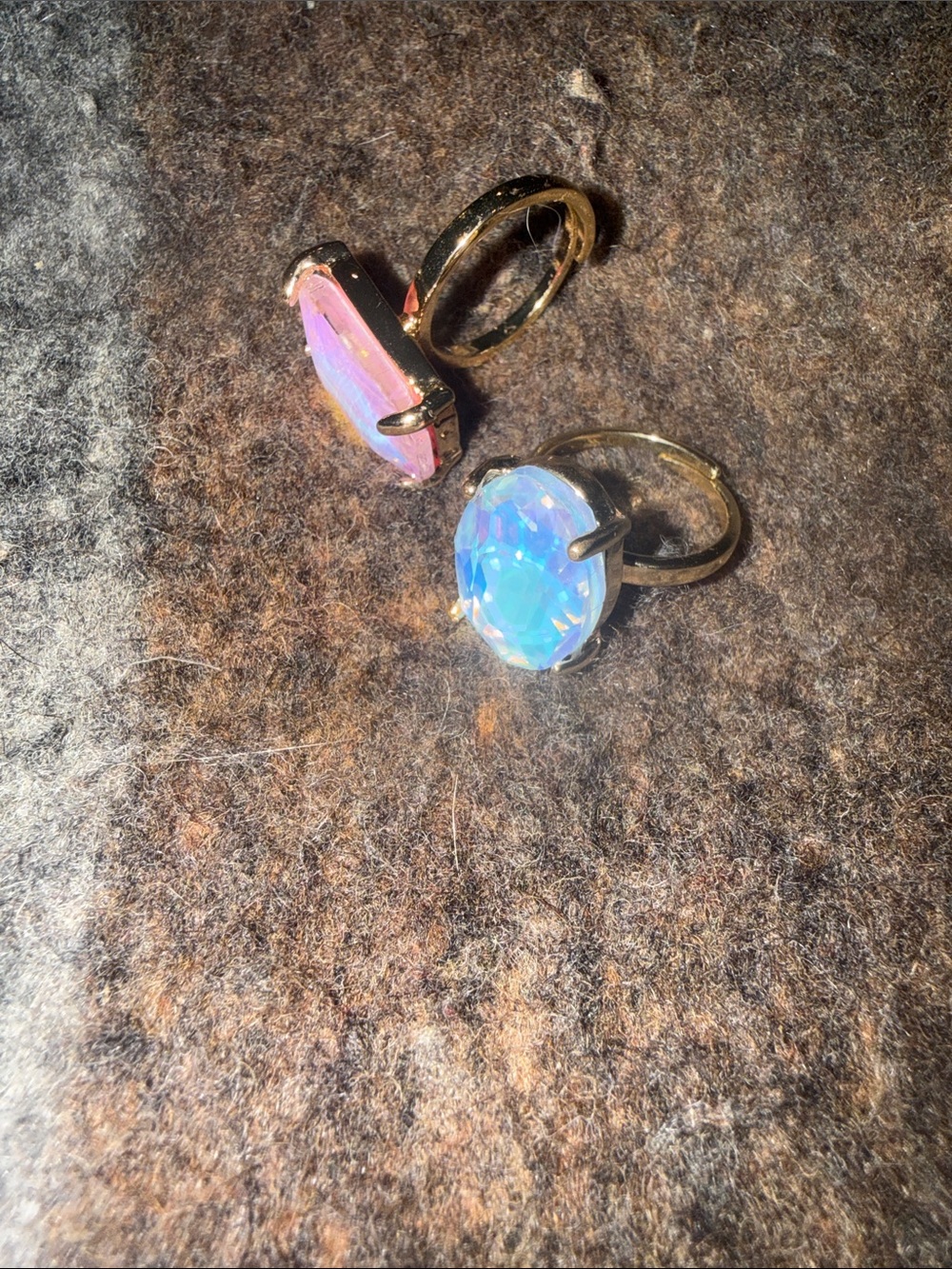 Gold Ring with Opalescent Blue Gemstone - Women Jewelry